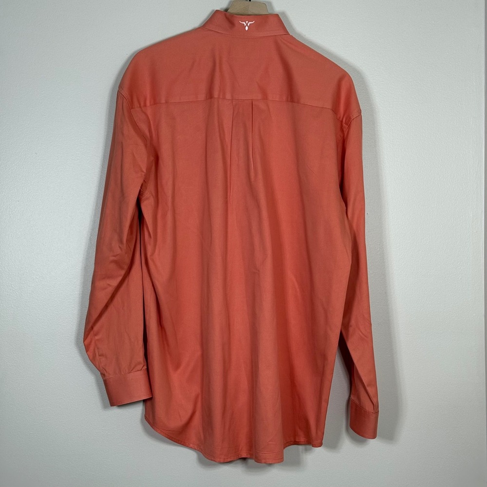 Wrangler 20X Mens Button Down Shirt Size L Salmon Coral Orange Western Cowboy - Picture 2 of 10